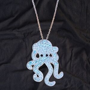 NWT 2.00 CTW BLUE APATITE & BLACK SPINEL OCTOPUS PLATINUM OVER STERLING NECKLACE